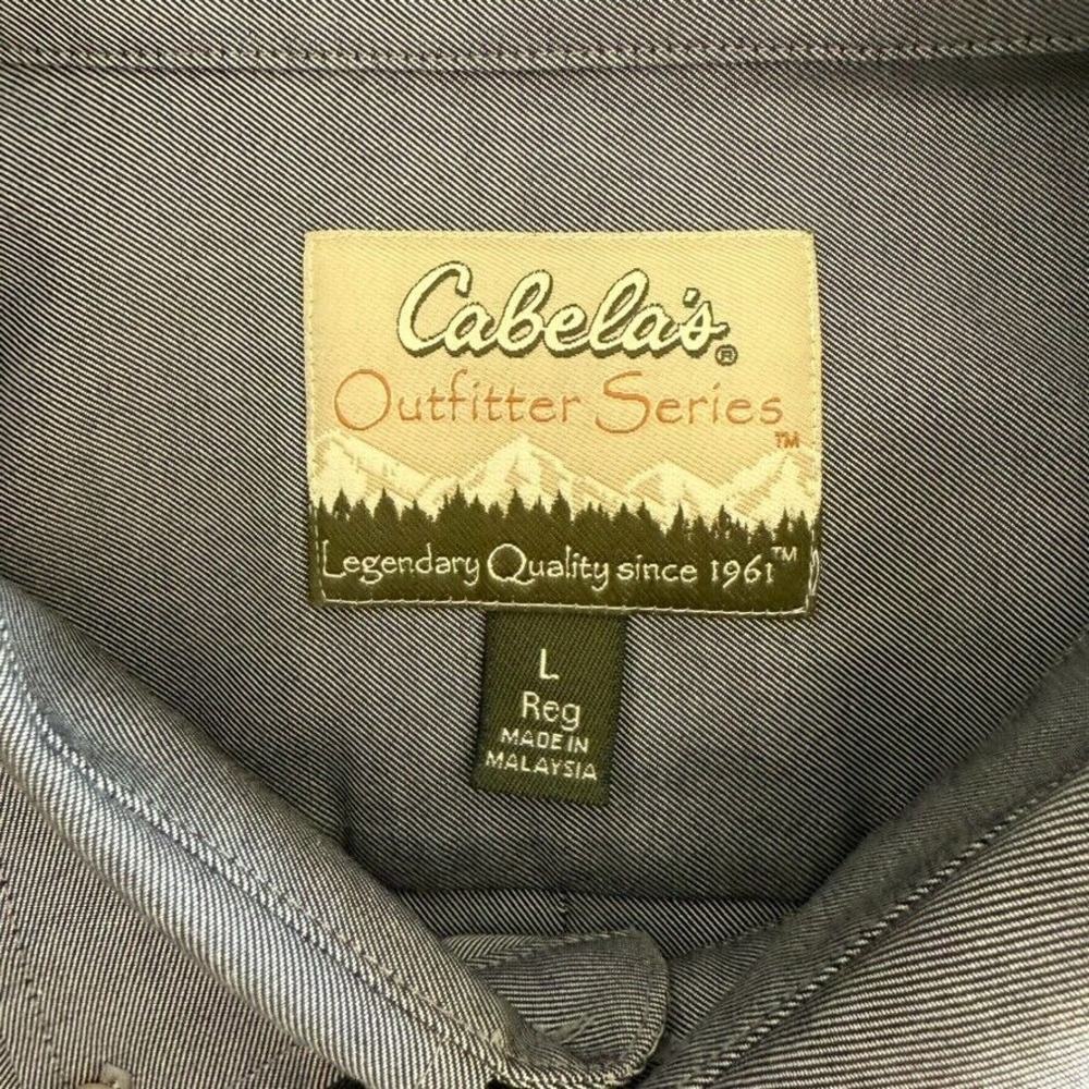 Cabela's Outfitter Series Mens Long Sleeve Button Down Shirt - Size L - Gray - Picture 6 of 8